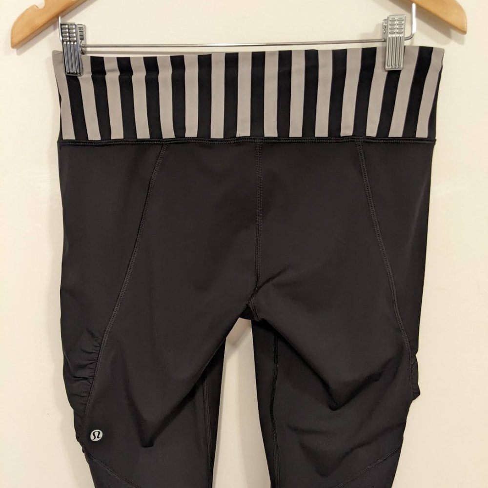 Lululemon Water Bound Crop Black/Apex Stripe Printed Black Dune 8 - Picture 13 of 16